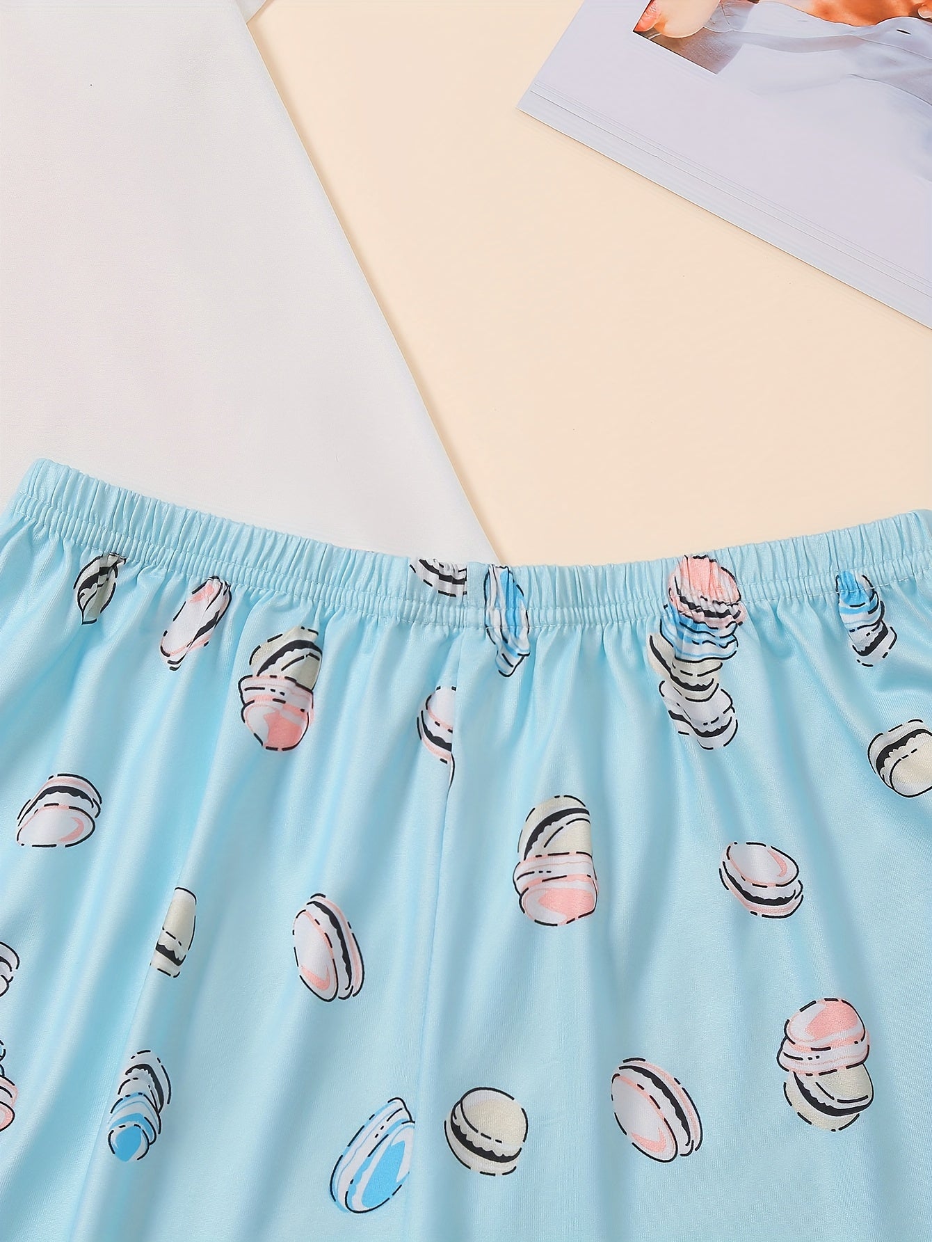 Letter Print Pajamas Set Top & Shorts Women's Sleepwear