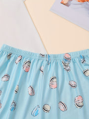 Letter Print Pajamas Set Top & Shorts Women's Sleepwear