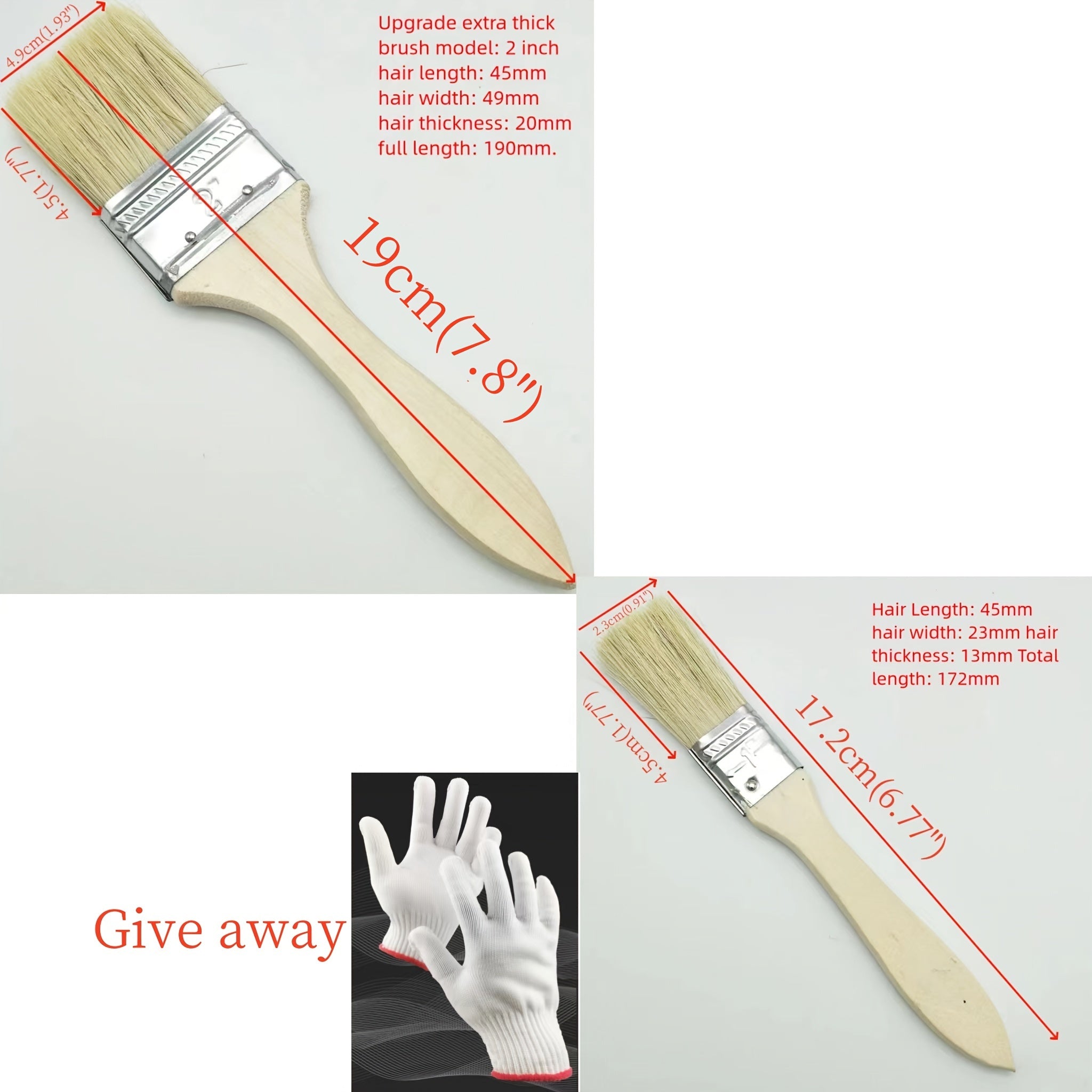 5pcs Thickened Wood Handle Paint Brush Bristle Cleaning Sweep Beauty Brush