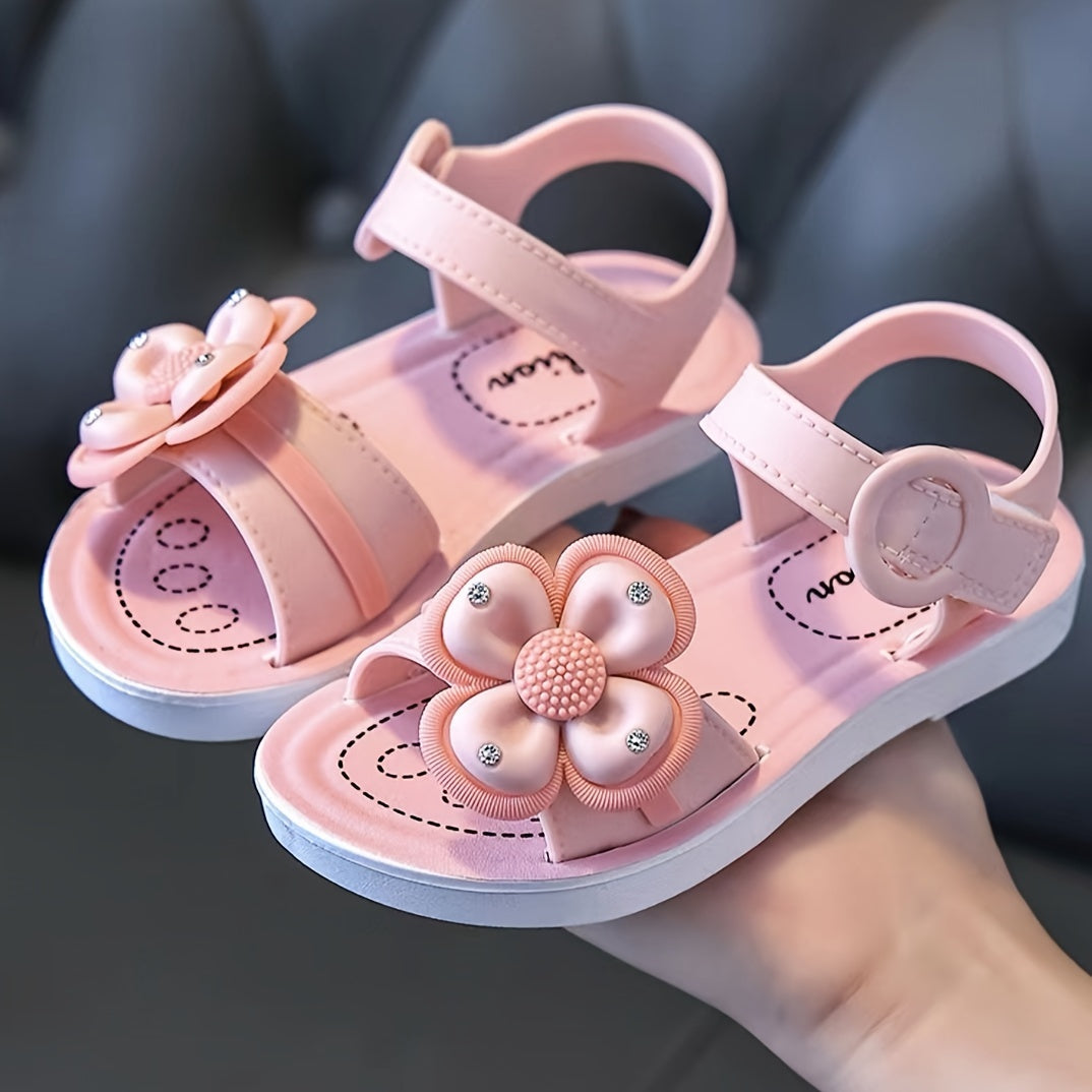 JIAGEYA Girl's Sandals Flower Pattern Comfy Casual Shoes