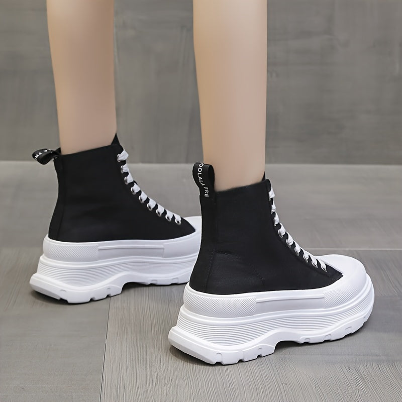 Chunky Colorblock Lace Up Sneakers High Top Women's Shoe