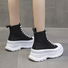 Chunky Colorblock Lace Up Sneakers High Top Women's Shoe