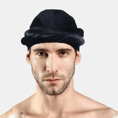 Mens Velvet & Satin Turban Hat Double Layer Ethnic Winter Headwear