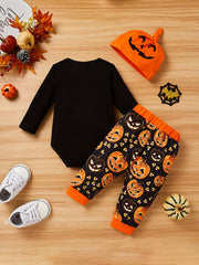 Baby Boys My First Halloween Romper Pumpkin Smiley Print