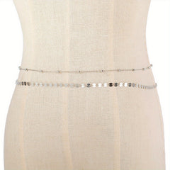 Boho Sequin Beads Sparkly Belly Chain Double Layer Waist Chain
