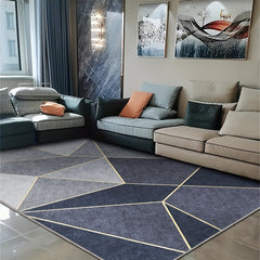 Geometric Pattern Indoor Mat Crystal Velvet Area Rug Non-slip Washable Large Rug