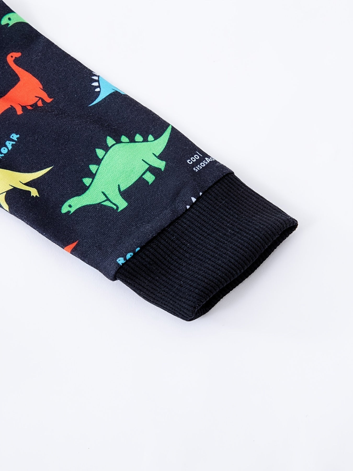 Colorful Dino Print Boy's 2pcs Sweatshirt & Sweatpants Set