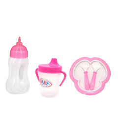 Doll Play Toy Set with Printed Bib and Diaper - Ideal for Children Over 3