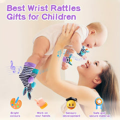 4pcs Baby Wrist Rattles Foot Finder Toys Set Toddler Rattles Sock Arm Hand Brace