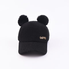 Kids Baseball Cap Double Pom Pom Decor Sun Protection Sunshade Hat
