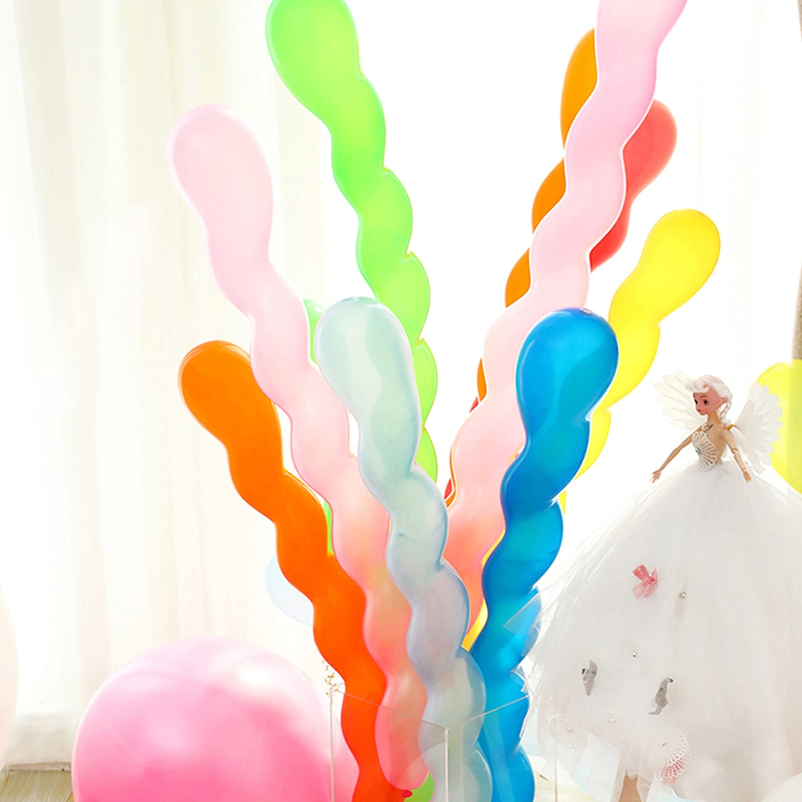 100 Pcs 6 Cm Latex Spiral Long Balloons Colorful Rainbow Twisted Balloons