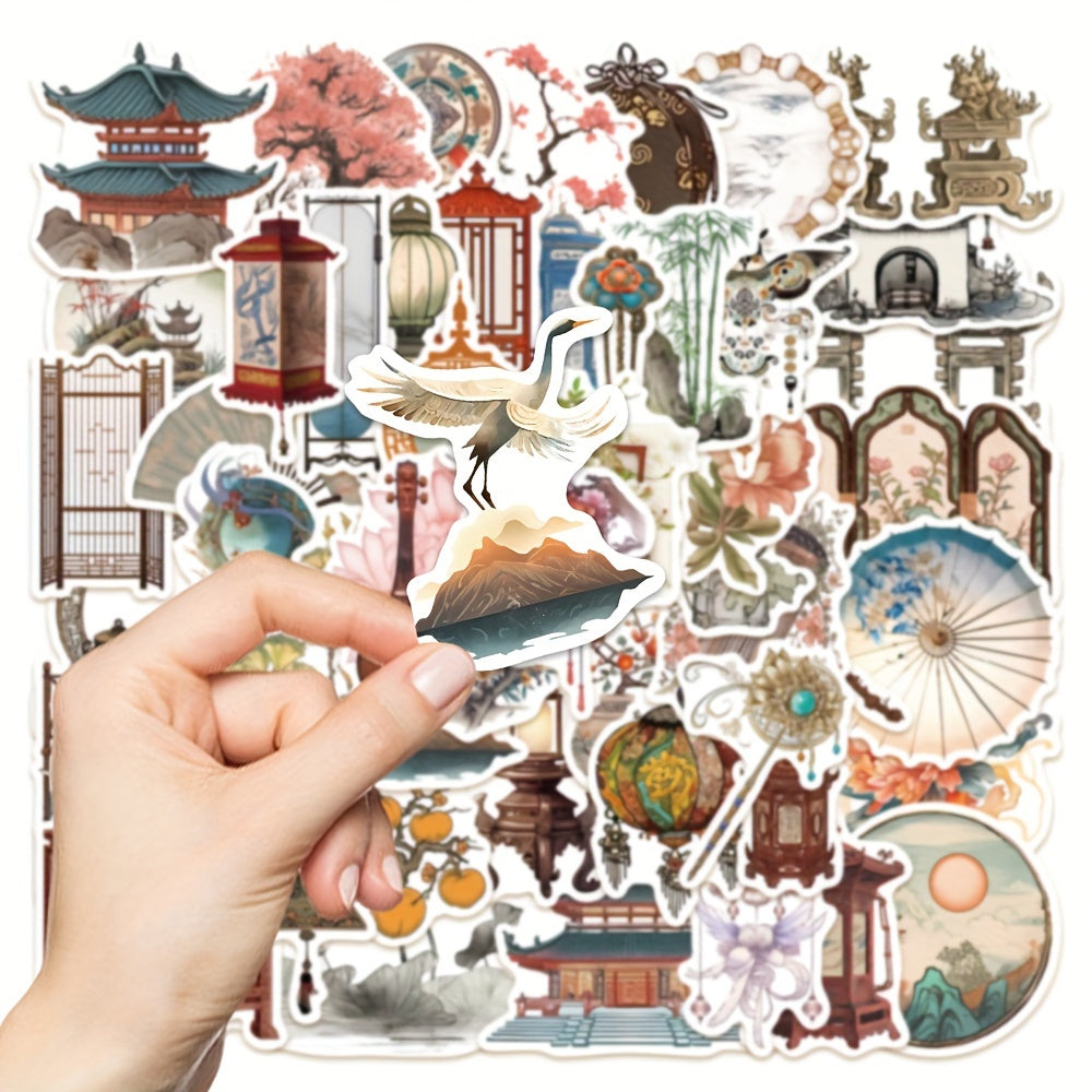 50pcs Retro Chinese Style Small Things Stickers Niche Decorative Stickers