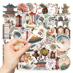 50pcs Retro Chinese Style Small Things Stickers Niche Decorative Stickers