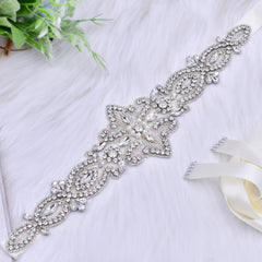 Rhinestone Bridal Sash Faux Pearl Wedding Waistband