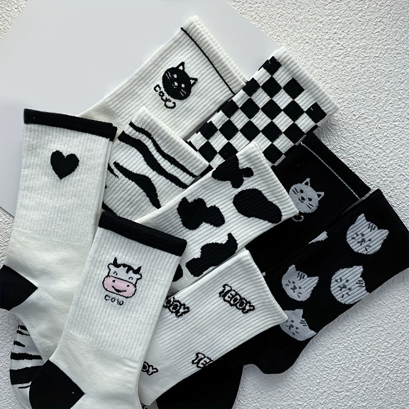 10 Pairs Cartoon Print Socks Women's Stockings