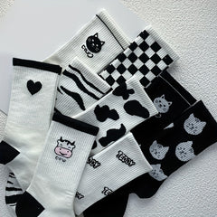 10 Pairs Cartoon Print Socks Women's Stockings
