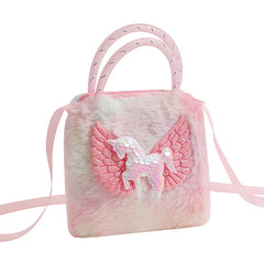 Cartoon Unicorn Plush Shoulder Bag Handbag Girls Coin Purse Small Messenger Bag