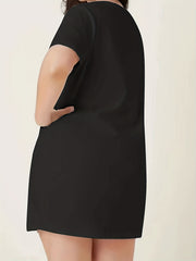 Letter & Heart Print Lounge Dress Round Neck Tee Nightdress
