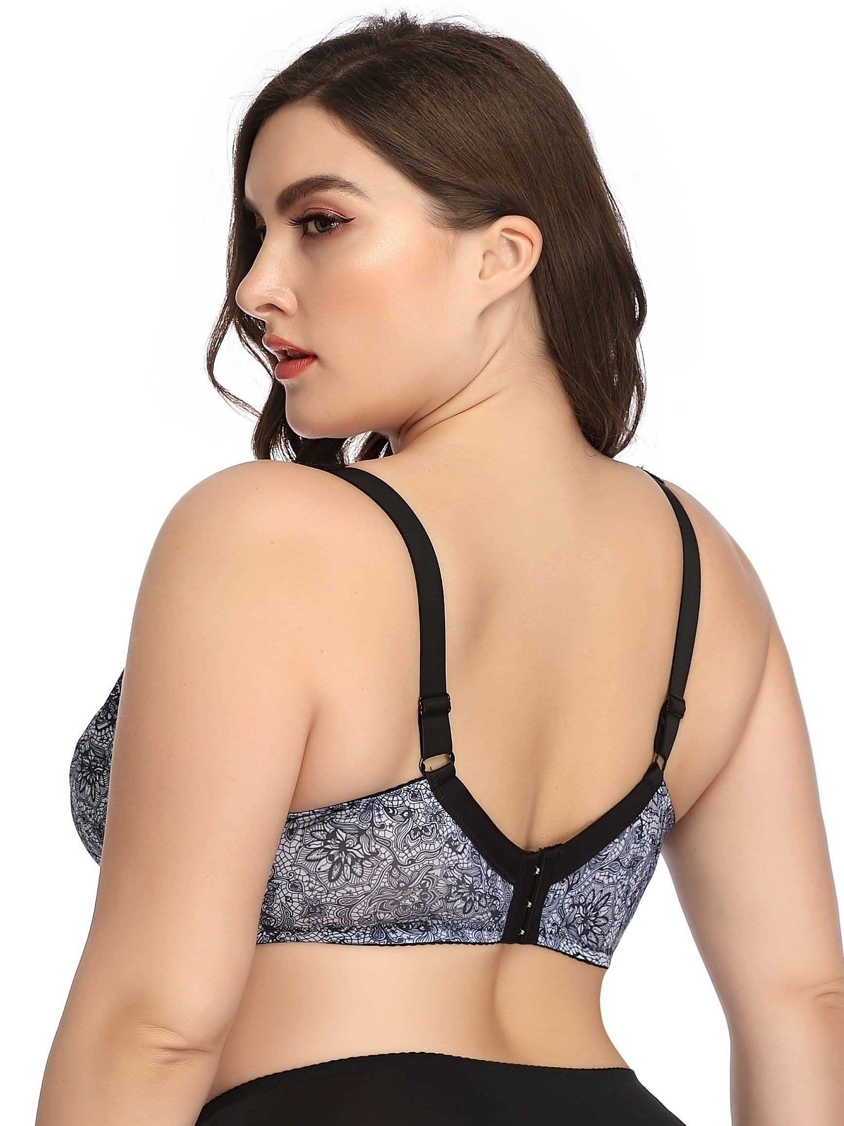 Lace Floral Print Thin Bra Women's Seamless Bralette