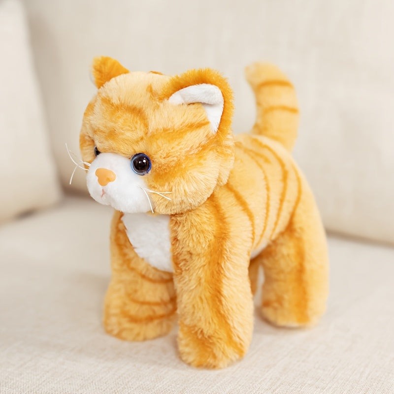 Orange Cat Plush Toy Realistic Stuffed Animal Striped Cat Look Real