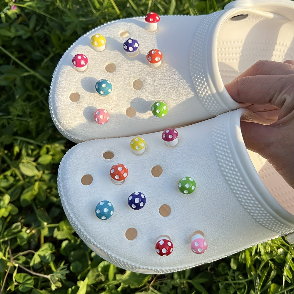 16pcs Tiny Rainbow Mushroom Shoe Charms For Crocs Sandals DIY Shoes Accessories
