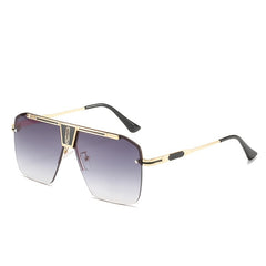 Square Rimless Sunglasses Men's Vintage Big Frame UV400