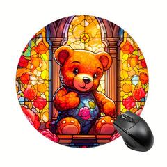 Bear Round Mouse Mat Mouse Pad 7.87 x 7.87 x 0.1inch