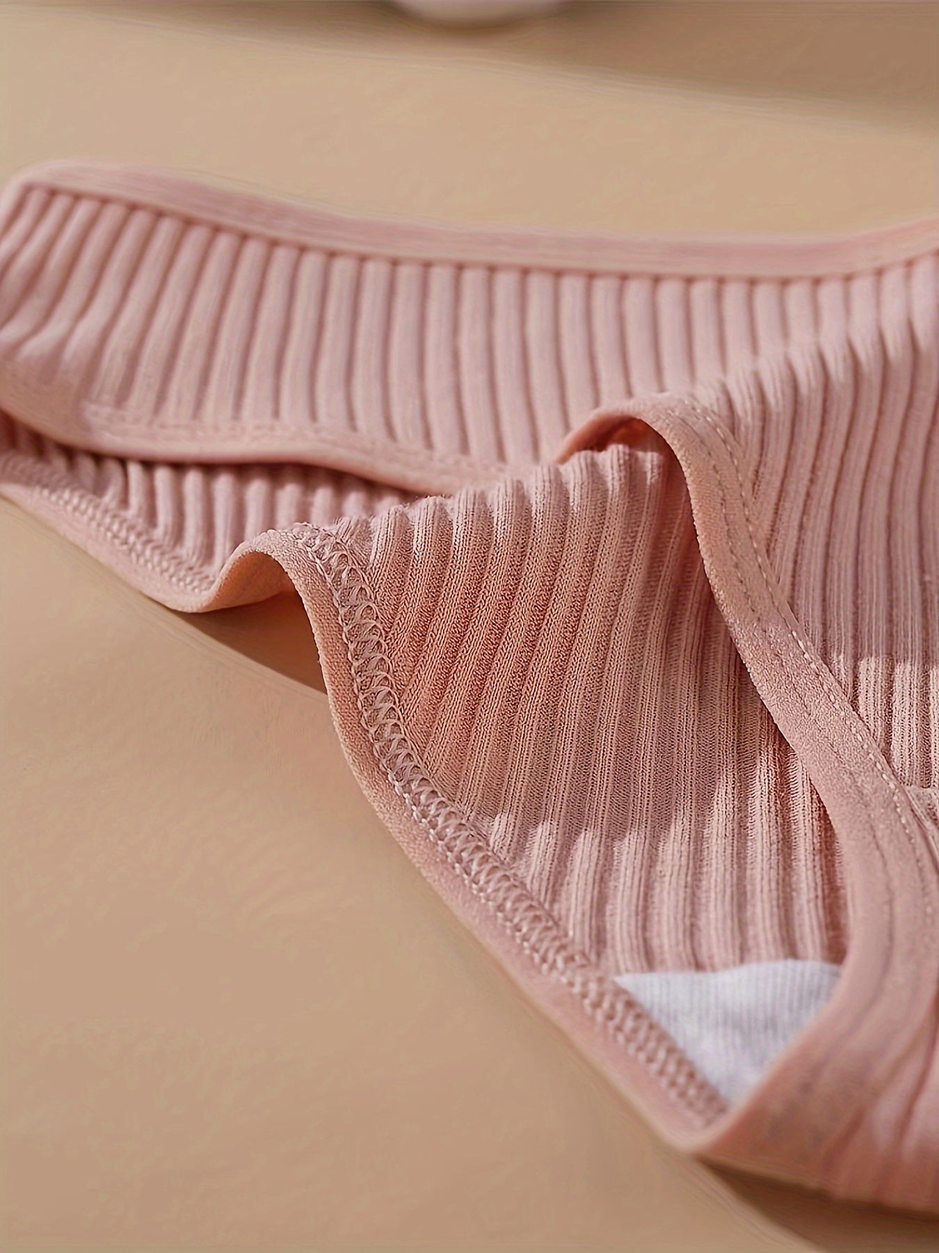 4pcs Solid Ribbed Briefs Comfy Intimates Panties Women's Lingerie