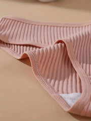 4pcs Solid Ribbed Briefs Comfy Intimates Panties Women's Lingerie