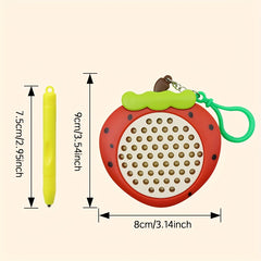 Colorful Magnetic Ball Drawing Board Keychain Fun Toy Red & Green Accents
