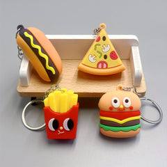 4pcs Soft Plastic French Fries Hamburger Keychain Car Pendant Backpack Pendant