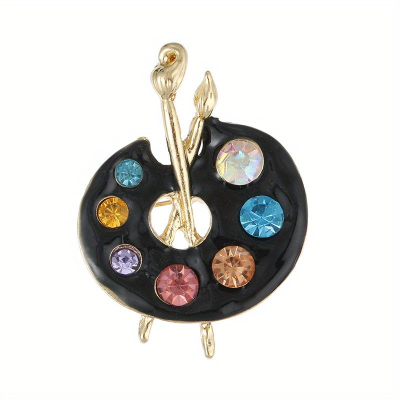 Colorful Soft Enamel Draw Palette Brooch Rhinestone Pin