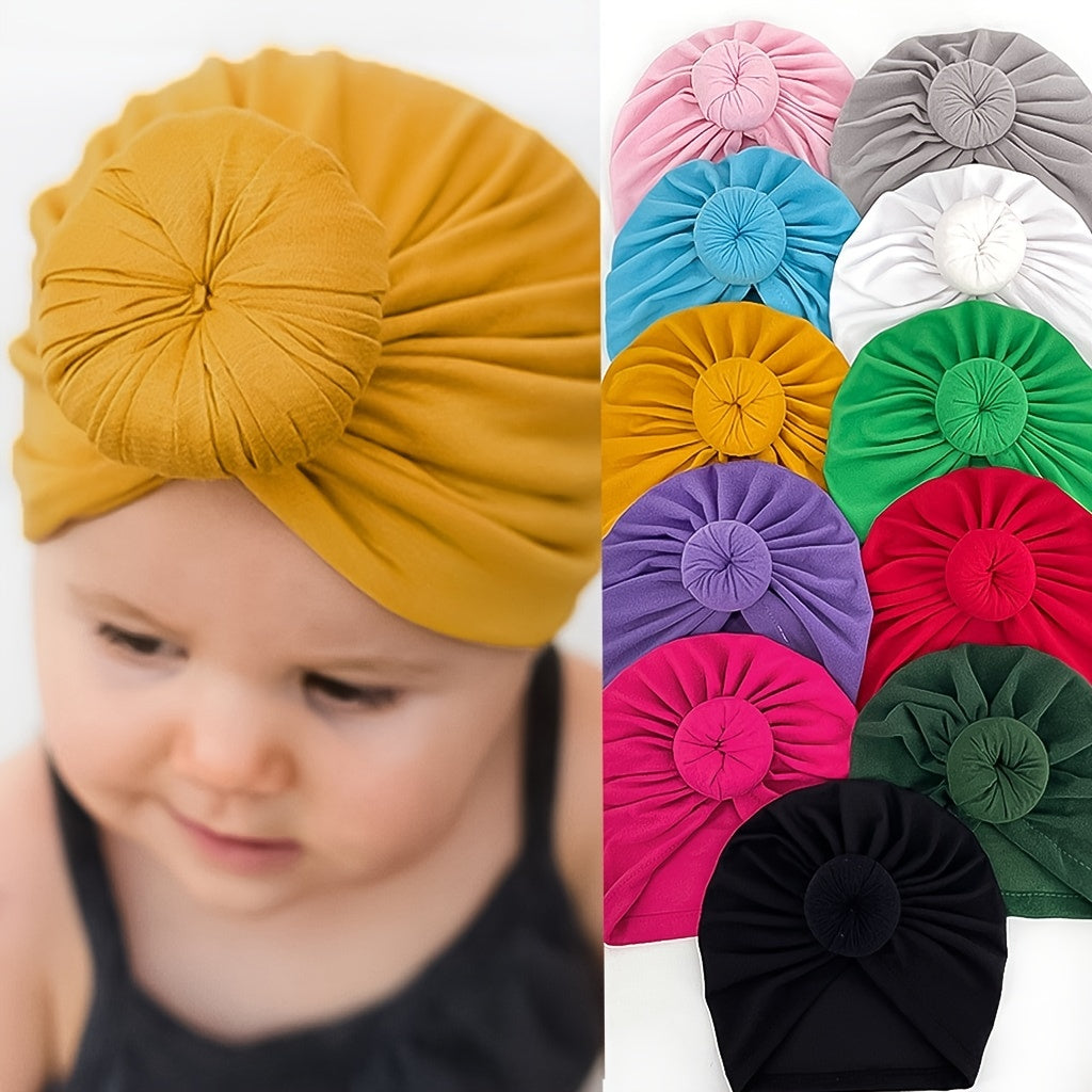 Newborn Infant Knotted Turban Headwrap Hat for Baby Boys and Girls