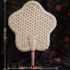 Vintage Woven Fan Handheld Portable Chinese Style Cattail Fan