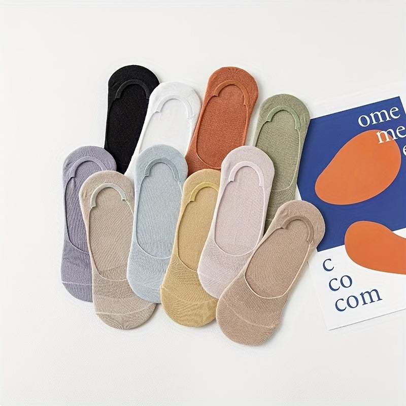 10 Pairs Women's Low Cut Ankle Socks Solid Soft Lightweight Stockings