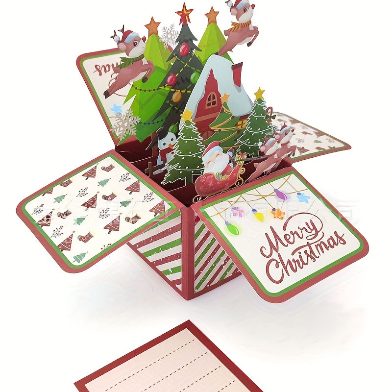 Christmas Deer 3D Pop Up Box Greeting Card with Envelopes