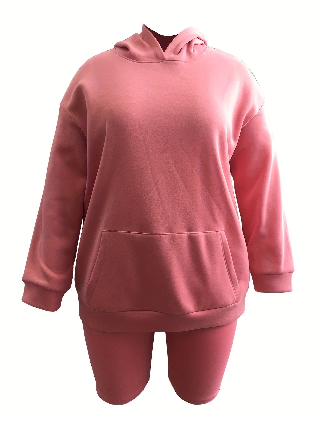 Hooded Sweatshirt & Biker Shorts Two Piece Set