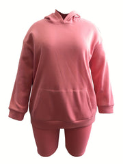 Hooded Sweatshirt & Biker Shorts Two Piece Set