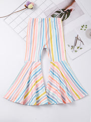 Girls Block Stripe Flare Leg Pants Spring Summer Clothes