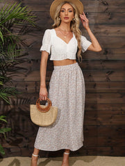 Boho Floral Print Maxi Skirts High Waist Loose Casual Skirts Women's Clothing