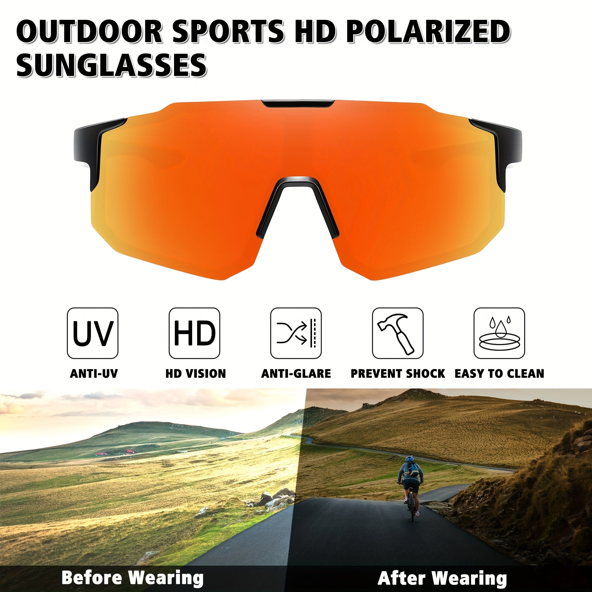 Men's Ink Polarized Sunglasses Unisex Cycling Glasses Red