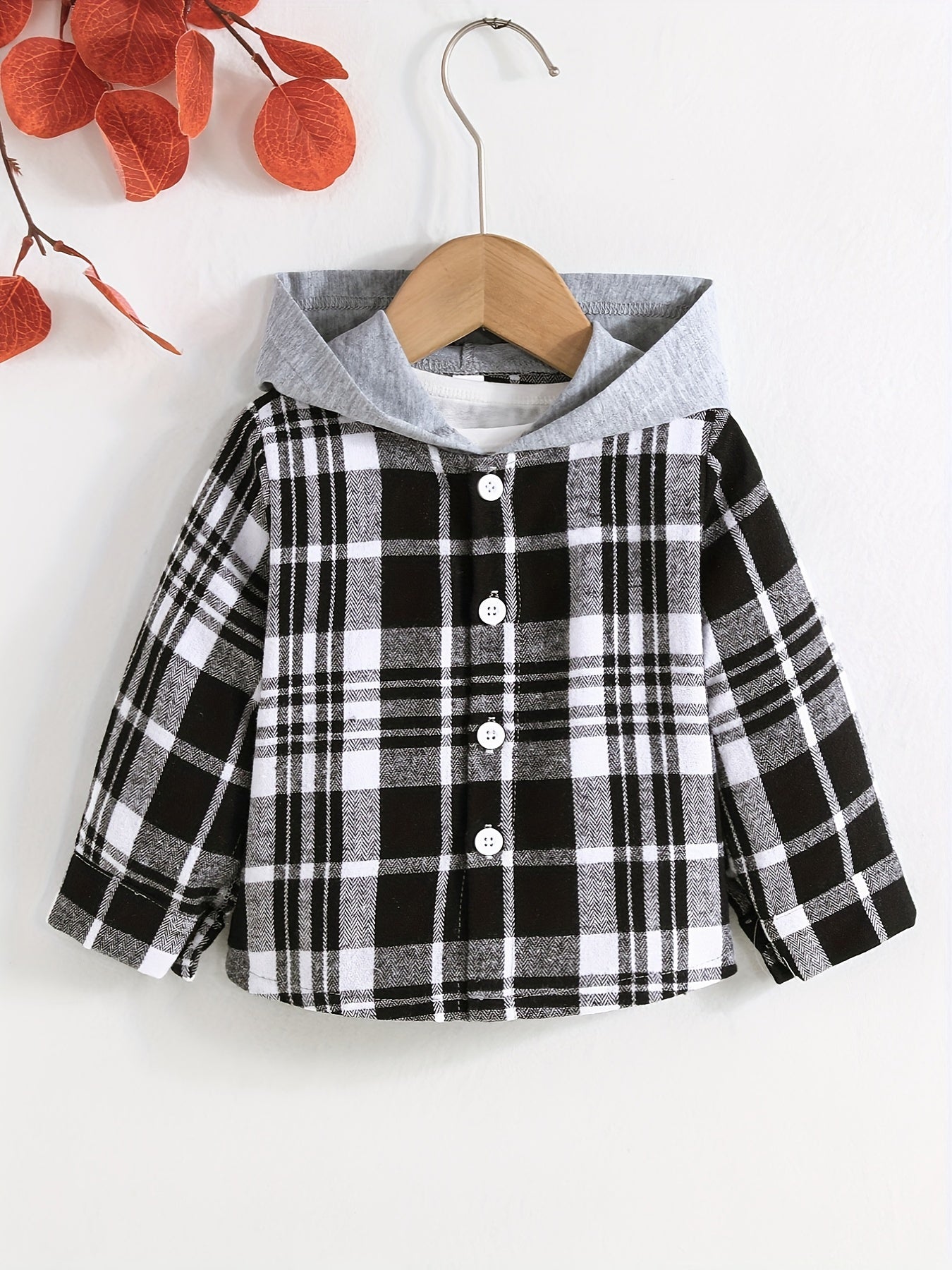 Baby Boy's Cotton Hooded Jacket Button Up Stretchy Coat