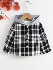 Baby Boy's Cotton Hooded Jacket Button Up Stretchy Coat