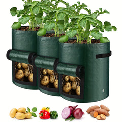 3pcs Potato Grow Bags PE Planting Growing Bag With Flap And Handles