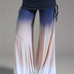 Women's Plus Tie Dye Ombre Print High Rise Wide Leg Loose Pants