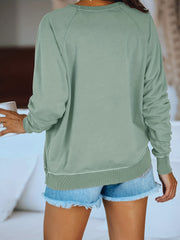 Women's Solid Pullover Sweatshirt Crew Neck Casual Long Sleeve