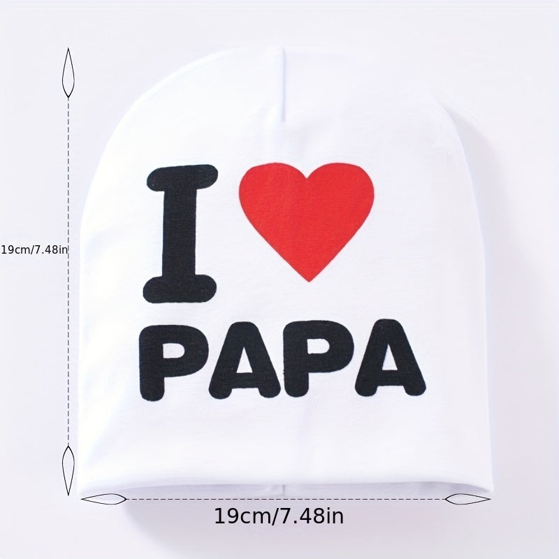 Baby Balaclava Knit Hat I Love Mom Dad Print