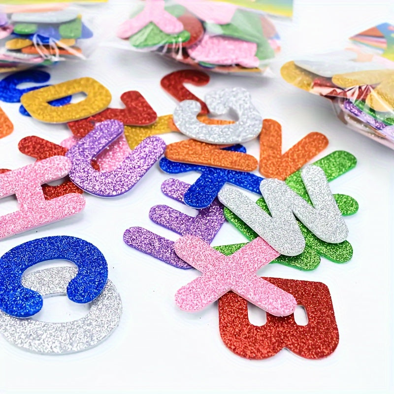 Colorful Glitter A Letter Stickers Foam Self-adhesive Patches English Stickers