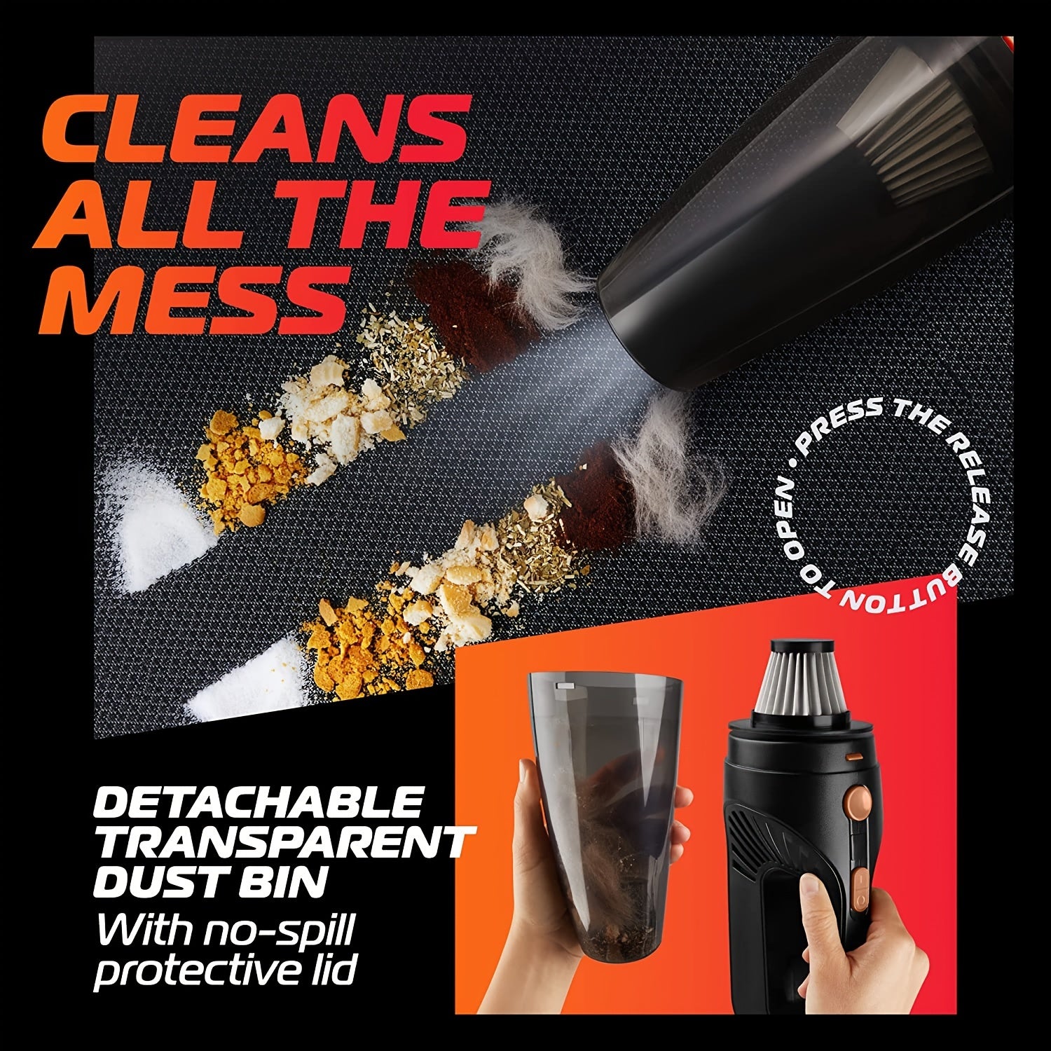 Portable Car Vacuum Cleaner Wet & Dry Cleaning 12V DC 16 Ft Cord & Bag