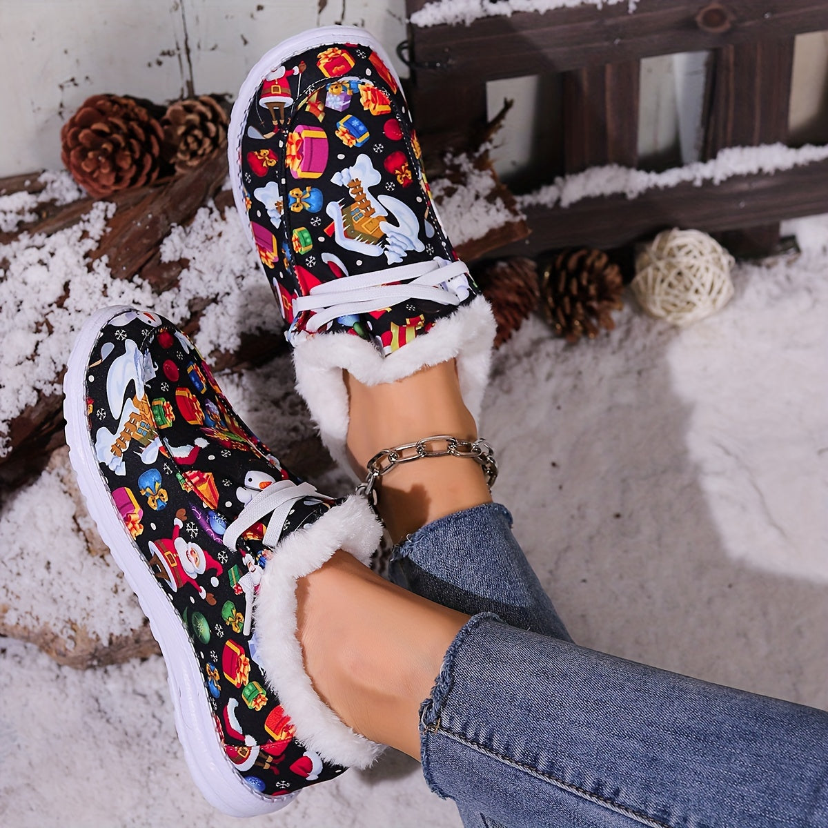 Women's Christmas Snow Boots Winter Plus Plush Comfort Flats